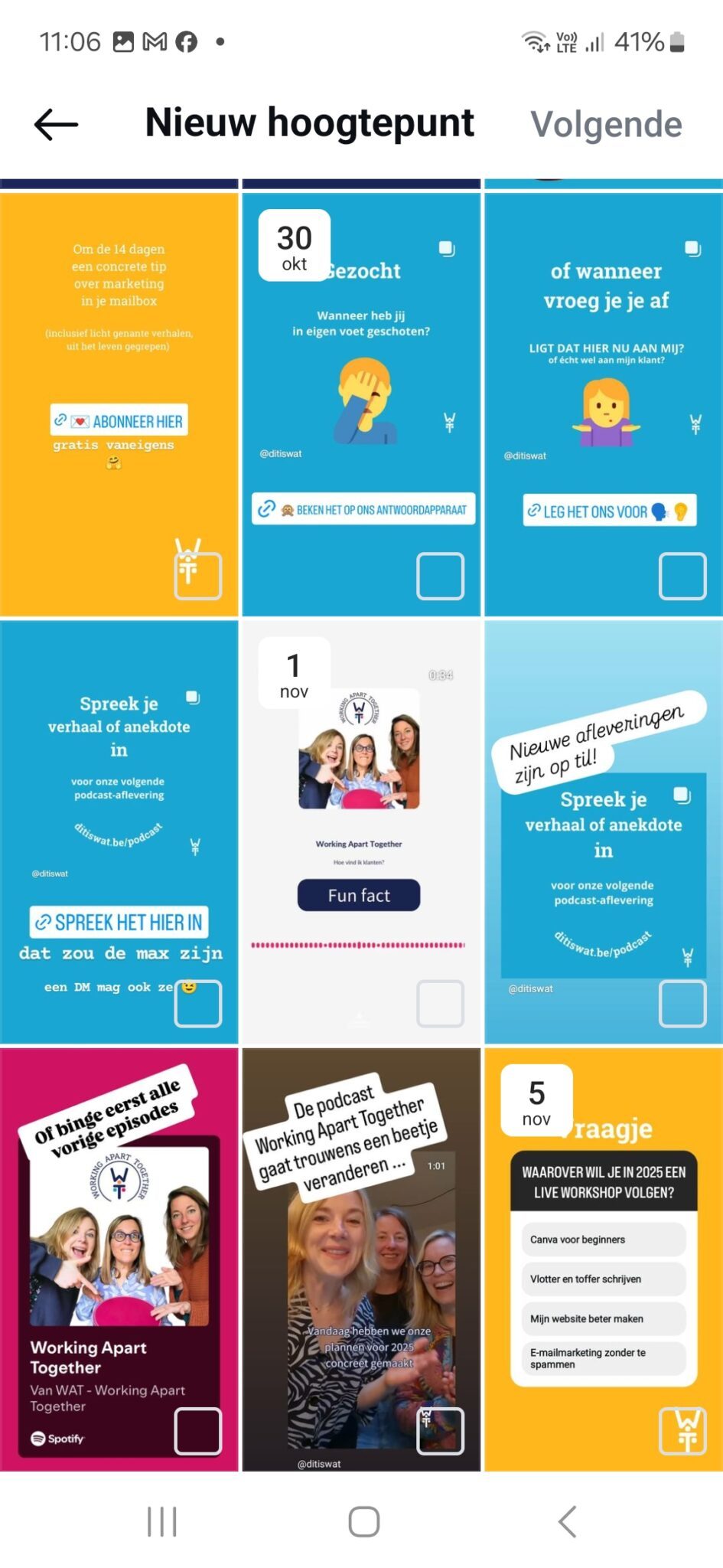 Highlights of hoogtepunten maken op Instagram hoe dan?